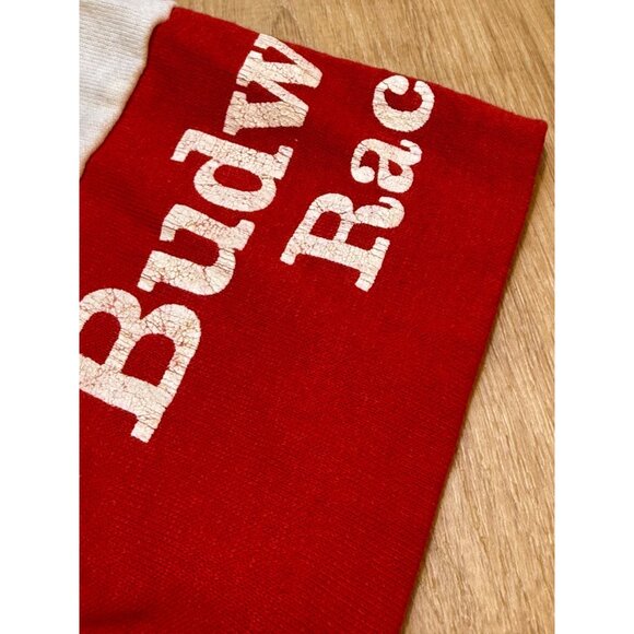 Vintage 80s Budweiser Racing Red & White Polo Shirt Size L USA - Picture 7 of 7